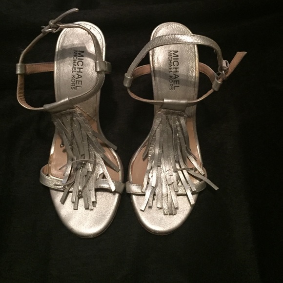 Michael Kors Silver Metallic Fringe Sandals - Picture 2 of 2